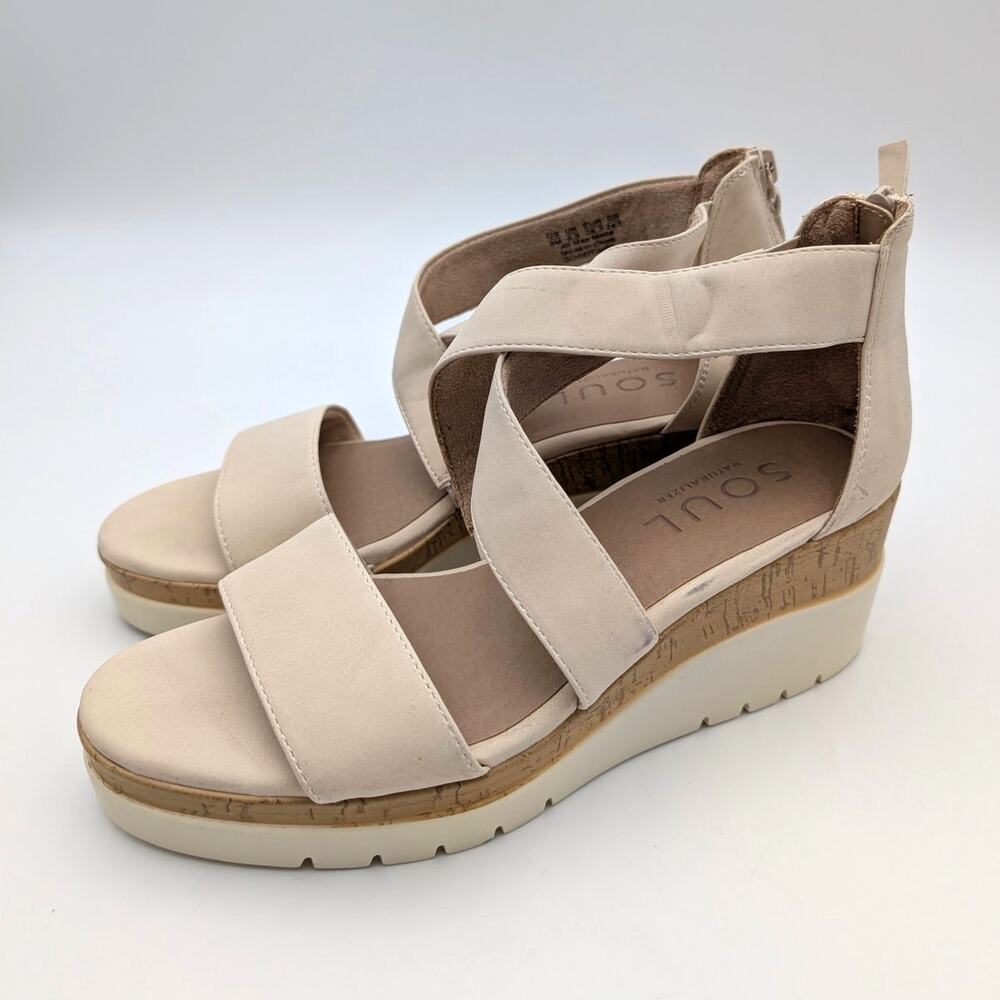 Soul Naturalizer Goodtimes Crisscross Wedge Sandals Porcelain Size US8M EU38.5